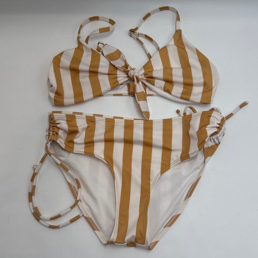 AERO Aeropostale Striped Triangle Bikini Hipster Bottom Swim Set Women's M - Picture 2 of 6